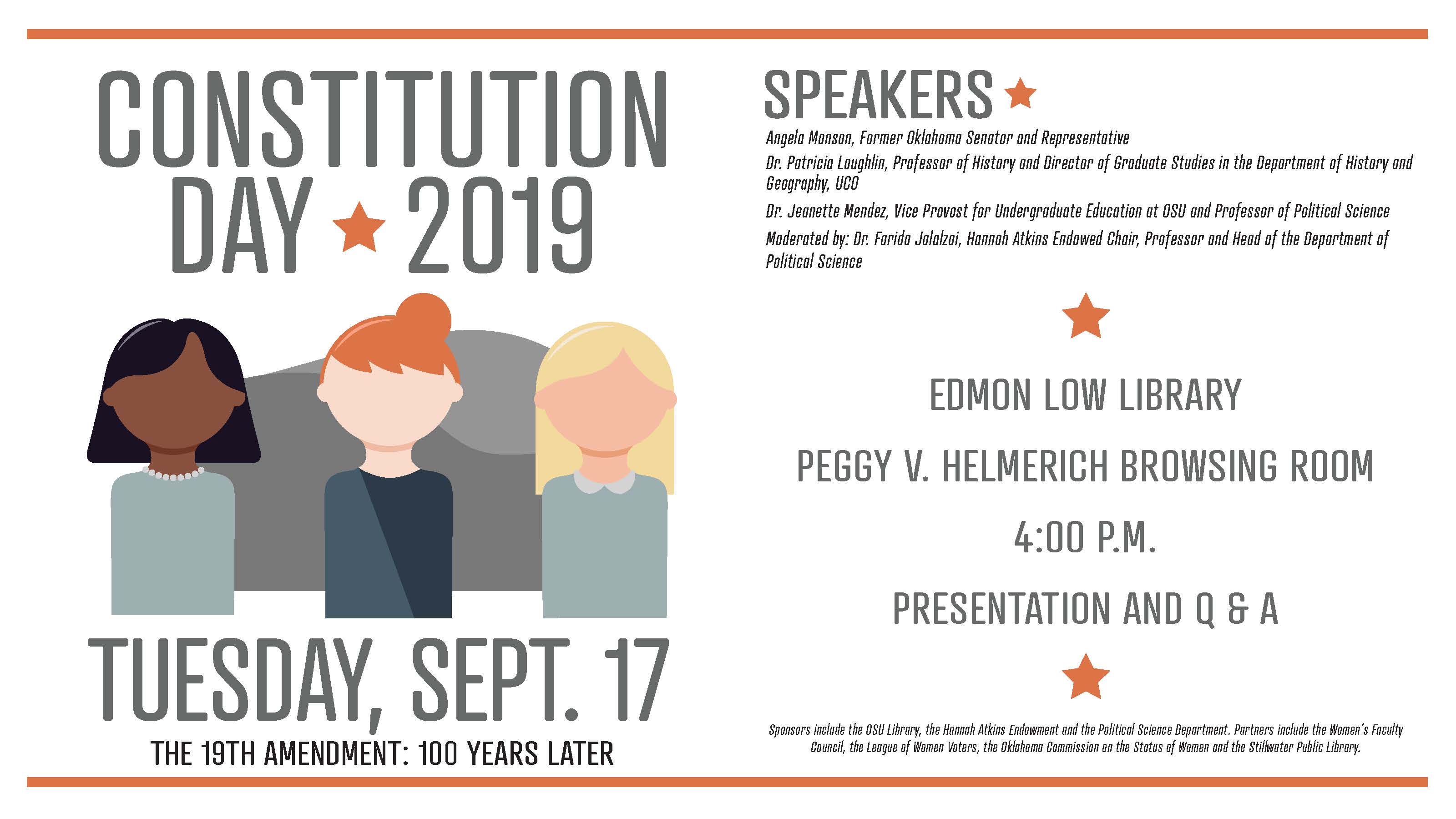 Image for Constitution Day program featuring Angela Monson, Patricia Loughlin and Jeanette Mendez